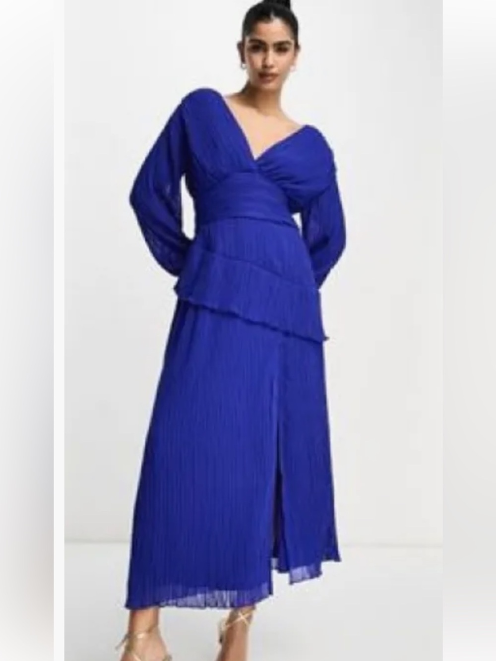 ASOS DESIGN pleated midi dress in cobalt blue